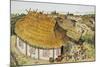Illustration Representing Reconstruction of Dwelling Hut-null-Mounted Giclee Print