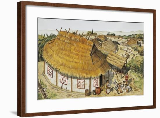 Illustration Representing Reconstruction of Dwelling Hut-null-Framed Giclee Print