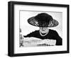 Illustration Showin a Black Lace Straw Ascot Hat, it's Large Crown Swathed with Net, 1955-null-Framed Art Print