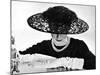 Illustration Showin a Black Lace Straw Ascot Hat, it's Large Crown Swathed with Net, 1955-null-Mounted Art Print