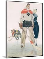 Illustration Showing a Muscular Ice Hockey Player with His Doting Girlfriend-null-Mounted Photographic Print