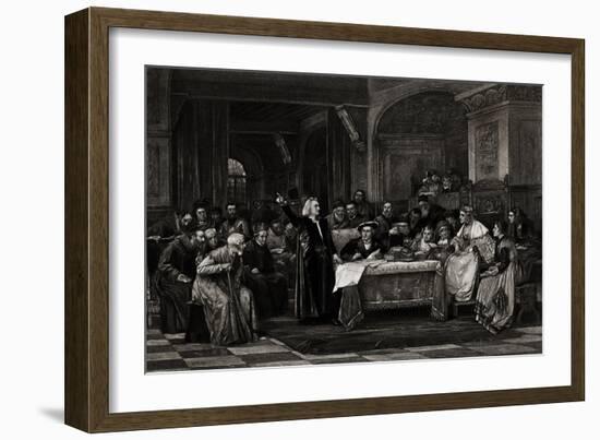 Illustration Showing Christopher Columbus at Queen Isabella's Court-null-Framed Giclee Print