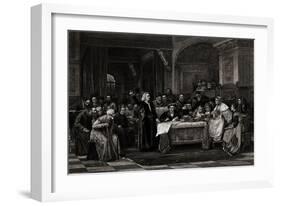 Illustration Showing Christopher Columbus at Queen Isabella's Court-null-Framed Giclee Print