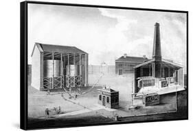 Illustration Showing the Working Spaces of a Gas Works, 1828-null-Framed Stretched Canvas