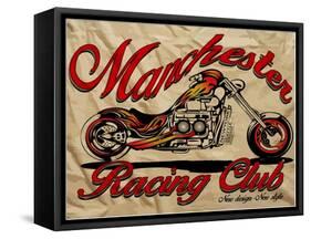 Illustration Sketch Motorcycle with T Shirt Prints Vector Graphic-emeget-Framed Stretched Canvas