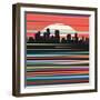 Illustration the Urban City Panorama Skyscrapers and Movement Effect-JoeBakal-Framed Art Print