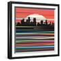 Illustration the Urban City Panorama Skyscrapers and Movement Effect-JoeBakal-Framed Art Print