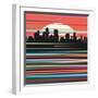 Illustration the Urban City Panorama Skyscrapers and Movement Effect-JoeBakal-Framed Art Print