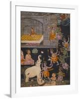 Illustration to a Gajendra Moksha Series Depicting Vishnu Rescuing the Elephant King-null-Framed Giclee Print