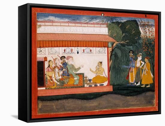 Illustration to the Bhagvata Purana Depicting Balarama Taking Akrura by the Hand with His Younger B-null-Framed Stretched Canvas