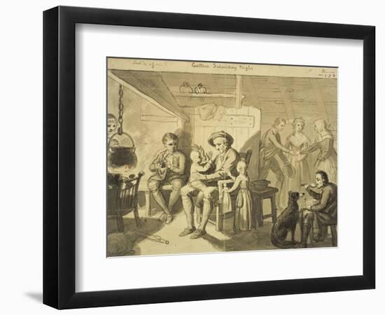 Illustration to 'The Cottar's Saturday Night' by Robert Burns, C.1790 (Grey Wash on Paper)-David Allan-Framed Giclee Print