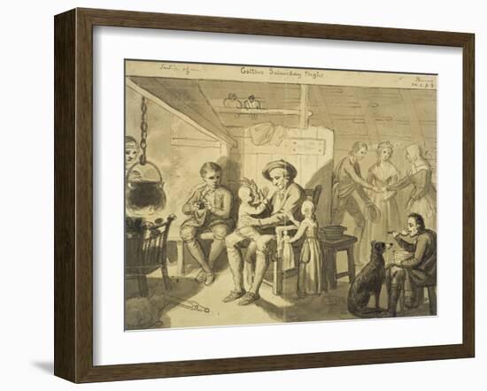 Illustration to 'The Cottar's Saturday Night' by Robert Burns, C.1790 (Grey Wash on Paper)-David Allan-Framed Giclee Print