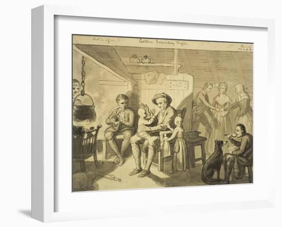 Illustration to 'The Cottar's Saturday Night' by Robert Burns, C.1790 (Grey Wash on Paper)-David Allan-Framed Giclee Print