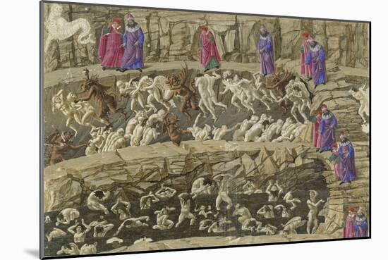 Illustration to the Divine Comedy by Dante Alighieri, 1480-1490-Sandro Botticelli-Mounted Giclee Print