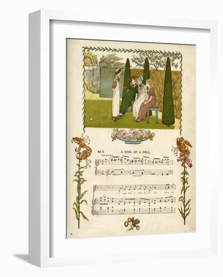 Illustration with Music, a Song of a Doll-Kate Greenaway-Framed Art Print