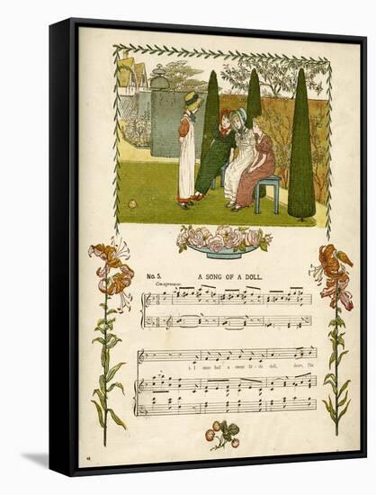 Illustration with Music, a Song of a Doll-Kate Greenaway-Framed Stretched Canvas