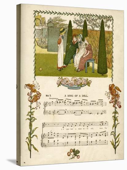 Illustration with Music, a Song of a Doll-Kate Greenaway-Stretched Canvas