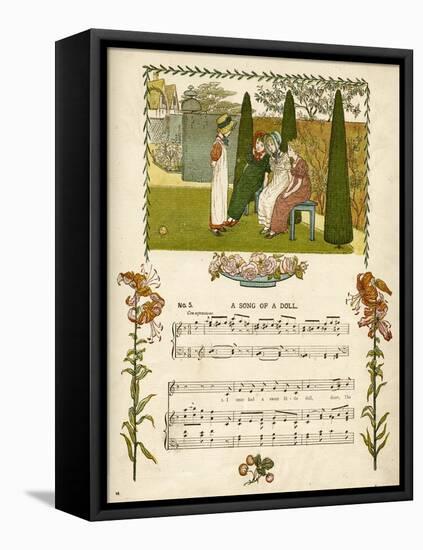 Illustration with Music, a Song of a Doll-Kate Greenaway-Framed Stretched Canvas