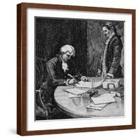 Illustration with Thomas Jefferson Approving the Louisiana Purchase-null-Framed Giclee Print