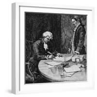 Illustration with Thomas Jefferson Approving the Louisiana Purchase-null-Framed Giclee Print