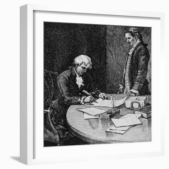 Illustration with Thomas Jefferson Approving the Louisiana Purchase-null-Framed Giclee Print