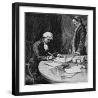 Illustration with Thomas Jefferson Approving the Louisiana Purchase-null-Framed Giclee Print