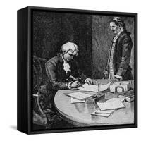 Illustration with Thomas Jefferson Approving the Louisiana Purchase-null-Framed Stretched Canvas