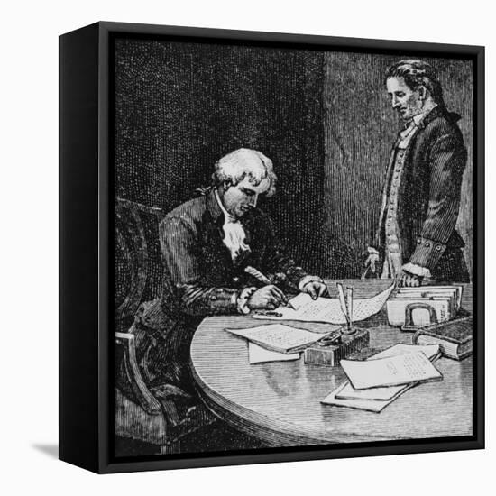 Illustration with Thomas Jefferson Approving the Louisiana Purchase-null-Framed Stretched Canvas