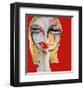 Illustration Woman Face - Red-null-Framed Art Print