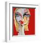 Illustration Woman Face - Red-null-Framed Art Print