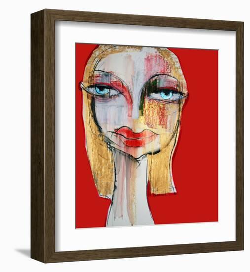 Illustration Woman Face - Red-null-Framed Art Print