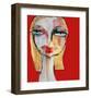 Illustration Woman Face - Red-null-Framed Art Print