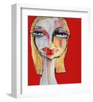 Illustration Woman Face - Red-null-Framed Art Print