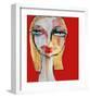 Illustration Woman Face - Red-null-Framed Art Print