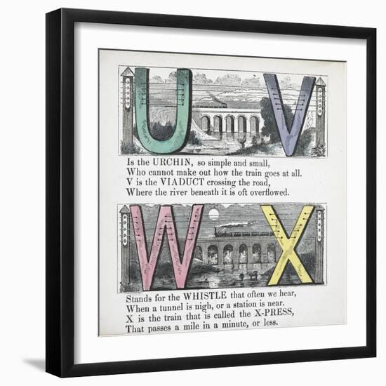 Illustrations Of Letters U, V, W and X: Urchin, Viaduct, Whistle and X-press-null-Framed Giclee Print