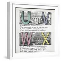 Illustrations Of Letters U, V, W and X: Urchin, Viaduct, Whistle and X-press-null-Framed Giclee Print