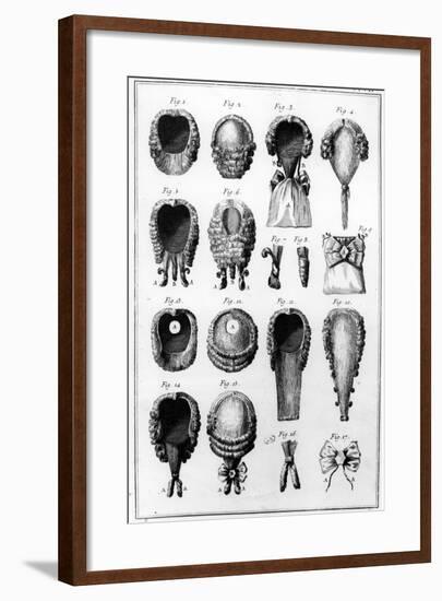 Illustrations of Various Wig Fashions, Plate Vii, Vol.8, from 'Encyclopedie Des Sciences Et…-null-Framed Giclee Print