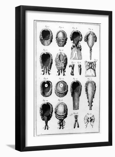 Illustrations of Various Wig Fashions, Plate Vii, Vol.8, from 'Encyclopedie Des Sciences Et…-null-Framed Giclee Print