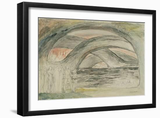 Illustrations to Dante's 'Divine Comedy', the Devils, with Dante and Virgil by the Side of the Pool-William Blake-Framed Premium Giclee Print