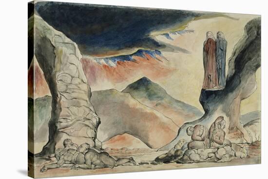 Illustrations to Dante's 'Divine Comedy', the Pit of Disease: the Falsifiers-William Blake-Stretched Canvas