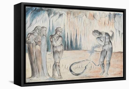 Illustrations to Dante's 'Divine Comedy', the Serpent Attacking Buoso Donati-William Blake-Framed Stretched Canvas