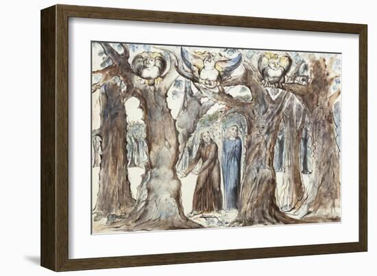 Illustrations to Dante's Divine Comedy, the Wood of the Self-Murderers-William Blake-Framed Giclee Print