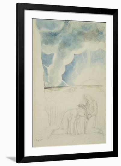 Illustrations to Dante's 'Divine Comedy', Virgil Girding Dante's Brow with a Rush-William Blake-Framed Giclee Print