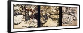 Illustrations to the Morte d'Arthur: Sir Galahad Draws the Sword of Balin f-Arthur Rackham-Framed Giclee Print