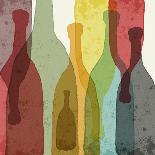 Bottles of Wine, Whiskey, Tequila, Vodka. Watercolor Silhouettes.-Ilya Bolotov-Art Print