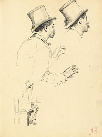 Studies for 'A Parisian Cafe': Sideview of Man's Head with Hat, C. 1872-1875