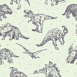 Dinosaurs Vector Drawings Seamless Pattern-Ilya Stock Works-Art Print