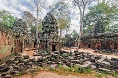 Ancient Khmer Architecture. Ta Prohm Temple with Giant Banyan Tree at Angkor Wat Complex, Siem Reap-Im Perfect Lazybones-Framed Photographic Print