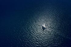 Amazing View to Yacht Sailing in Open Sea at Windy Day. Drone View - Birds Eye Angle. Yachting Them-IM_photo-Photographic Print