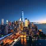 New York City - Beautiful Sunset over Manhattan with Manhattan and Brooklyn Bridge-IM_photo-Photographic Print